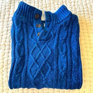 Lands End blue cotton cable sweater